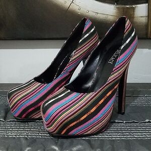 SERAPE MULTI COLOR PLATFORM PUMPS Y2K RETRO CHICANA ARTISAN SIZE 8